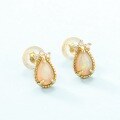 wholesale Metal material vintage Korean and Japanese crown earrings new fashion minimalist drop-shaped opal ear studs for women from source manufacturer-0-2