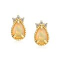 wholesale Metal material vintage Korean and Japanese crown earrings new fashion minimalist drop-shaped opal ear studs for women from source manufacturer-0-5