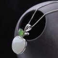 wholesale 925 sterling silver with certificate Hetian jade apple pendant, wholesale fashionable small jade pendant necklace for women-0-1