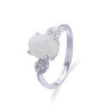 wholesale 925 Sterling Silver with Certificate Vintage Natural Hetian Jade Silver Inlaid Jade Openable Ring for Women-0-4