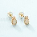 wholesale Metal material vintage Korean and Japanese crown earrings new fashion minimalist drop-shaped opal ear studs for women from source manufacturer-0-1