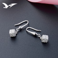 wholesale S925 silver Korean fashion full diamond zirconia earrings for women, square earrings, new factory wholesale-0-1