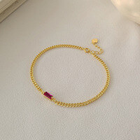 wholesale [s925 Sterling Silver] Korean-style Student Jewelry, Colorful Zircon Bracelet For Women, Forest-themed Best Friend Cross-border New Accessory-L113L_Gold 925 Silver