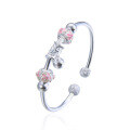 wholesale [999 Silver] Korean Fashion Flower Beaded Bracelet for Women, Open-Ended Elegant Small Bell Silver Jewelry-0-4
