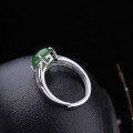 wholesale 925 Silver Inlaid with Hetian Jade Cabochon Ring for Women, Comes with Certificate, National Trend Retro Style Jasper Ring, Adjustable Open Band-0-2