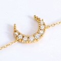 wholesale K Gold Plated 925 Silver Light Luxury Fully Diamond-Encrusted Crescent Moon Shape Freshwater Pearl Bracelet Cross-border Wholesale Hand Jewelry-0-3