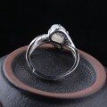wholesale 925 Silver Inlaid with Hetian Jade Open-Ended Women's Ring, Simple Retro National Trend Style Pure Silver Ring Gift with Appraisal Certificate-0-3