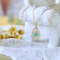 wholesale 14K Gold Pearl Opal Turquoise Necklace Pendant for Women, Vintage Ethnic Style Necklace-0-1
