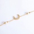 wholesale K Gold Plated 925 Silver Light Luxury Fully Diamond-Encrusted Crescent Moon Shape Freshwater Pearl Bracelet Cross-border Wholesale Hand Jewelry-0-2