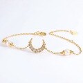 wholesale K Gold Plated 925 Silver Light Luxury Fully Diamond-Encrusted Crescent Moon Shape Freshwater Pearl Bracelet Cross-border Wholesale Hand Jewelry-0-1