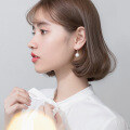 wholesale Metal: s925, Earrings for Women, Korean Style Small Fresh White Bead Synthetic Pearl Short Design Elegant Ear Accessories G7584-0-3