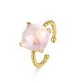 wholesale S925 Sterling Silver Japanese Natural Pink Quartset Rose-Cut Twist Open Ring Spring New Collection-0-5
