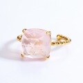wholesale S925 Sterling Silver Japanese Natural Pink Quartset Rose-Cut Twist Open Ring Spring New Collection-0-1