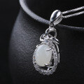wholesale [925 Sterling Silver] Natural Hetian Jade Pendant with Certificate, Antique Style, Cabochon White Jade Stone Necklace for Women Wholesale-0-1
