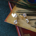 wholesale 9K Gold Japanese Light Luxury Small Heart Natural Topaz Simple and Exquisite Stud Earrings for Women, New Arrival-0-1