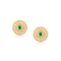 wholesale S925 sterling silver geometric round emerald earrings, retro-style, fashionable and versatile, wholesale from manufacturer-0-5