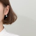wholesale S925 silver leaf earrings for women, Korean-style small fresh sweet short pearl ginkgo leaf earrings E9556-0-3