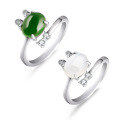 wholesale [925 Sterling Silver] Movable Adjustable Pure Silver Rabbit Natural Hetian Jade Ring for Women with Certificate, 925 Sterling Silver Inlaid with Green Jade Wholesale-0-4