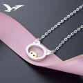 wholesale S925 silver diamond-encrusted pig pendant necklace for women with cubic zirconia, cute chain set, factory wholesale-0-3