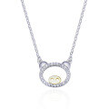 wholesale S925 silver diamond-encrusted pig pendant necklace for women with cubic zirconia, cute chain set, factory wholesale-0-4