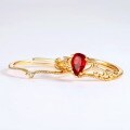 wholesale 14K Gold Filled Vintage Japanese Style Adjustable Crown Ring for Women with Garnet, Minimalist and Unique Design-0-4