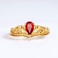 wholesale 14K Gold Filled Vintage Japanese Style Adjustable Crown Ring for Women with Garnet, Minimalist and Unique Design-0-2