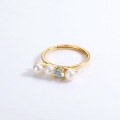 wholesale 925 Silver Gold-Plated Vintage Court-style Natural Pearl Collarbone Ring for Women, Japanese Minimalist Luxury, Aimeiju New Design-0-1