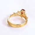 wholesale 14K Gold Filled Vintage Japanese Style Adjustable Crown Ring for Women with Garnet, Minimalist and Unique Design-0-3