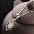 wholesale 925 Sterling Silver Inlaid Hetian Jade Pendant with Certificate, National Trend Ancient Style White Jade Necklace Pendant for Women-0-2