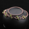 wholesale Rose gold-plated sterling silver inlaid with natural Hetian jade bracelet, elegant and fresh, semi-circular jasper handcrafted-0-1