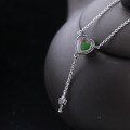 wholesale 925 Silver with Certificate Hetian Jade Pendant Necklace, Vintage Heart-Shaped Jasper Key Necklace for Girlfriend Gift-0-2