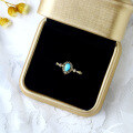wholesale 14K Gold Artli Light Jewelry Natural Turquoise Pearl Hollow Floral Ring for Women, Vintage Ethnic Style-0-2