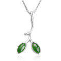 wholesale 925 Silver Inlaid Jade Pendant with Willow Leaf Bud Small Leaf Design, Fashionable Gift with Certificate, Wholesale of Jasper Pendant-0-0