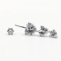 wholesale 925 Sterling Silver Heart-shaped Zircon Belly Button Ring For Women-1.5mm wire 6mm platinum plated