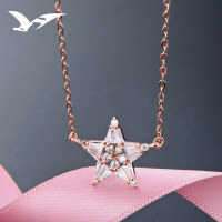 wholesale S925 Silver Jewelry, Lucky Star Pendant Choker Necklace for Women, with Inlaid Zircon and Rose Gold Plated Chain Set-Star-shaped necklace set [S925 silver]