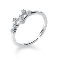wholesale S925 Silver Zodiac Sign Open Ring for Women, Korean Style Minimalist Diamond-Accented Single Ring J5582-0-4
