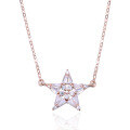 wholesale S925 Silver Jewelry, Lucky Star Pendant Choker Necklace for Women, with Inlaid Zircon and Rose Gold Plated Chain Set-0-4
