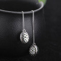 wholesale 925 Sterling Silver Openwork Inlaid with Jadeite Ear Threads with Certificate, Simple and Fashionable Long Earrings, Natural Hetian Jade Earrings-0-3