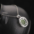 wholesale New S925 silver inlaid minimalist hollowed-out egg-shaped jade pendant necklace for women with appraisal certificate, wholesale-0-3