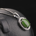 wholesale New S925 silver inlaid minimalist hollowed-out egg-shaped jade pendant necklace for women with appraisal certificate, wholesale-0-2