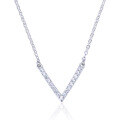 wholesale S925 silver small fresh jewelry V-shaped pendant diamond necklace for women with zirconia fashion chain wholesale-0-4