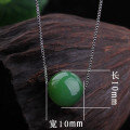 wholesale 925 Silver Vintage Natural Hetian Jade Transfer Bead, Fashionable and Elegant Necklace with Certificate, Jasper Road-Road Through Clavicle Chain-0-3