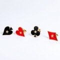 wholesale S925 gold-plated European and American style poker element black spade earrings Alice playing card soldier pentagram earrings for women-0-4
