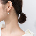 wholesale S925 silver earrings for women, Japanese-style, minimalist hollow paperclip, sweet lock long ear accessories G2412-0-1
