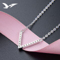 wholesale S925 silver small fresh jewelry V-shaped pendant diamond necklace for women with zirconia fashion chain wholesale-0-2