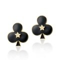 wholesale S925 gold-plated European and American style poker element black spade earrings Alice playing card soldier pentagram earrings for women-0-5