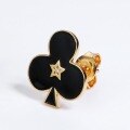 wholesale S925 gold-plated European and American style poker element black spade earrings Alice playing card soldier pentagram earrings for women-0-2