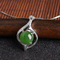 wholesale 925 Sterling Silver Inlaid Green Jade Pendant with Appraisal Certificate, Guochao Retro Style Hetian Jade Pendant-0-1
