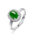 wholesale 925 Sterling Silver Inlaid with Hetian Jade Ring, Comes with Certificate, Natural Jade Adjustable Open Ring for Women, Wholesale from Manufacturer-0-4