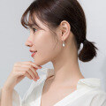wholesale S925 silver earrings for women, Japanese-style, minimalist hollow paperclip, sweet lock long ear accessories G2412-0-3